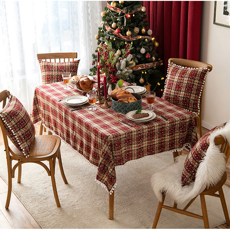 Jescenia Plaid Christmas Polyester Tablecloth, 56" L x 56" W