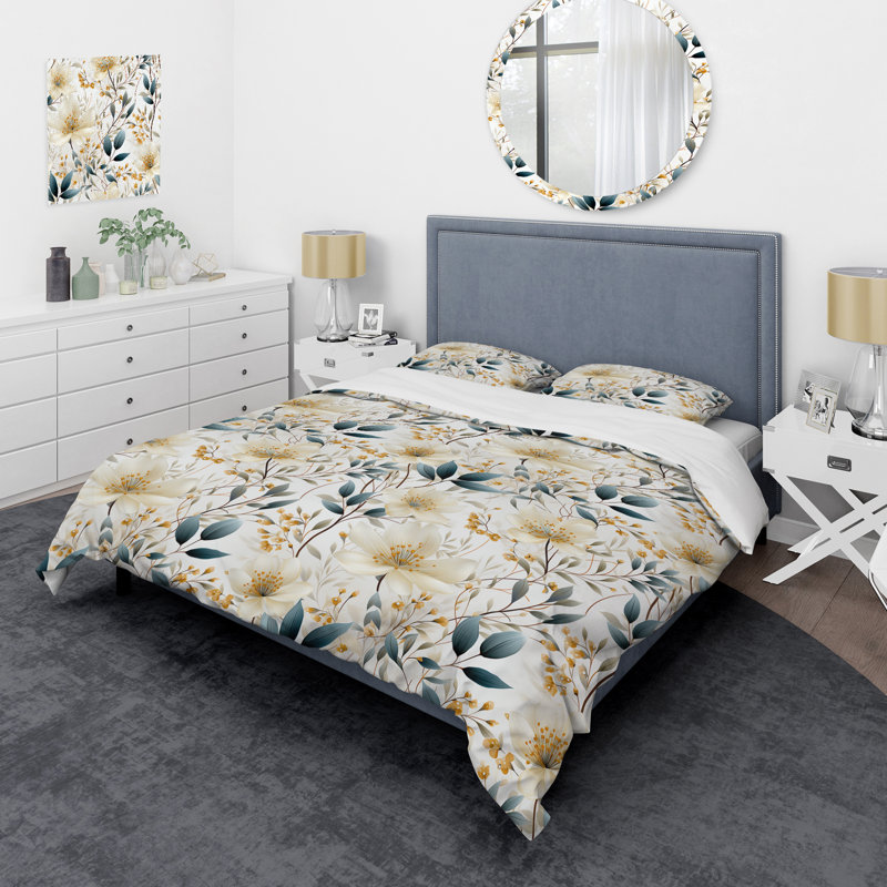 Ensemble de housse de couette Earthy Flora I - Plants, Housse de couette simple + 1 taie décorative stan