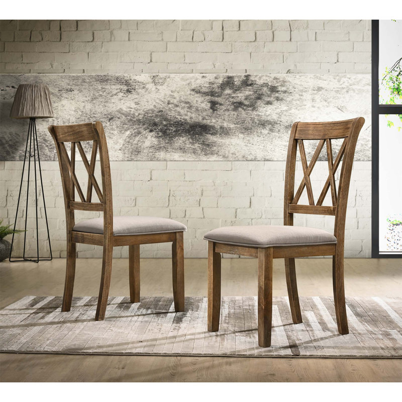 Ensemble de chaises de salle à manger rembourrées en tissu Windvale, fabrication en bois franc durable avec coussins en mousse confortables et finition chêne