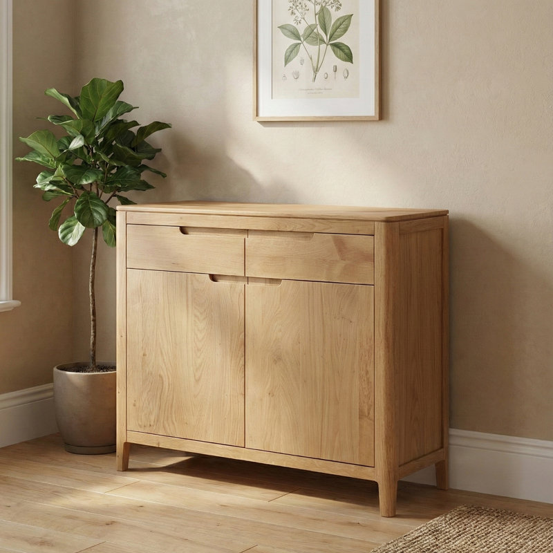 Remi 90cm Solid Wood Sideboard, Oak