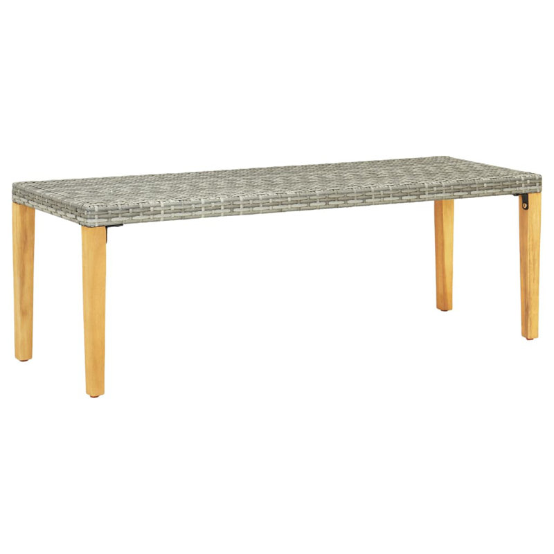 Banc de jardin gris naturel en bois de rotin poly