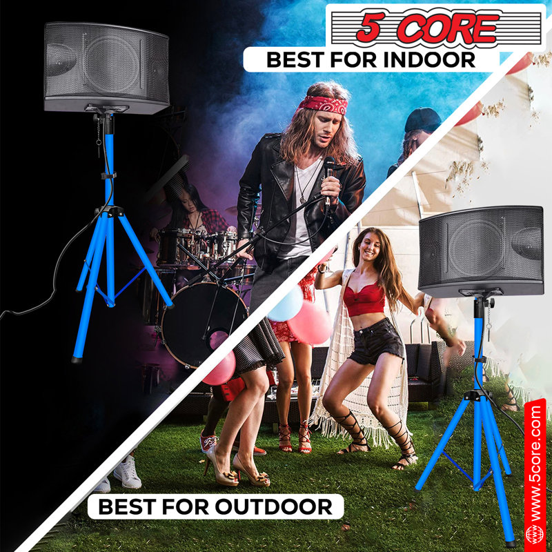 5 supports de haut-parleurs de studio à hauteur réglable avec trépied et support de 35 mm, Bleu