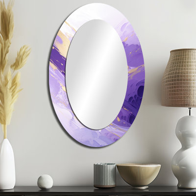 Mauve et doré Dynamic Abstractions I - Miroir mural moderne ovale
