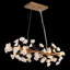Lustre moderne à six lumières à intensité variable Corbel, orné de fleurs en céramique, style linéaire