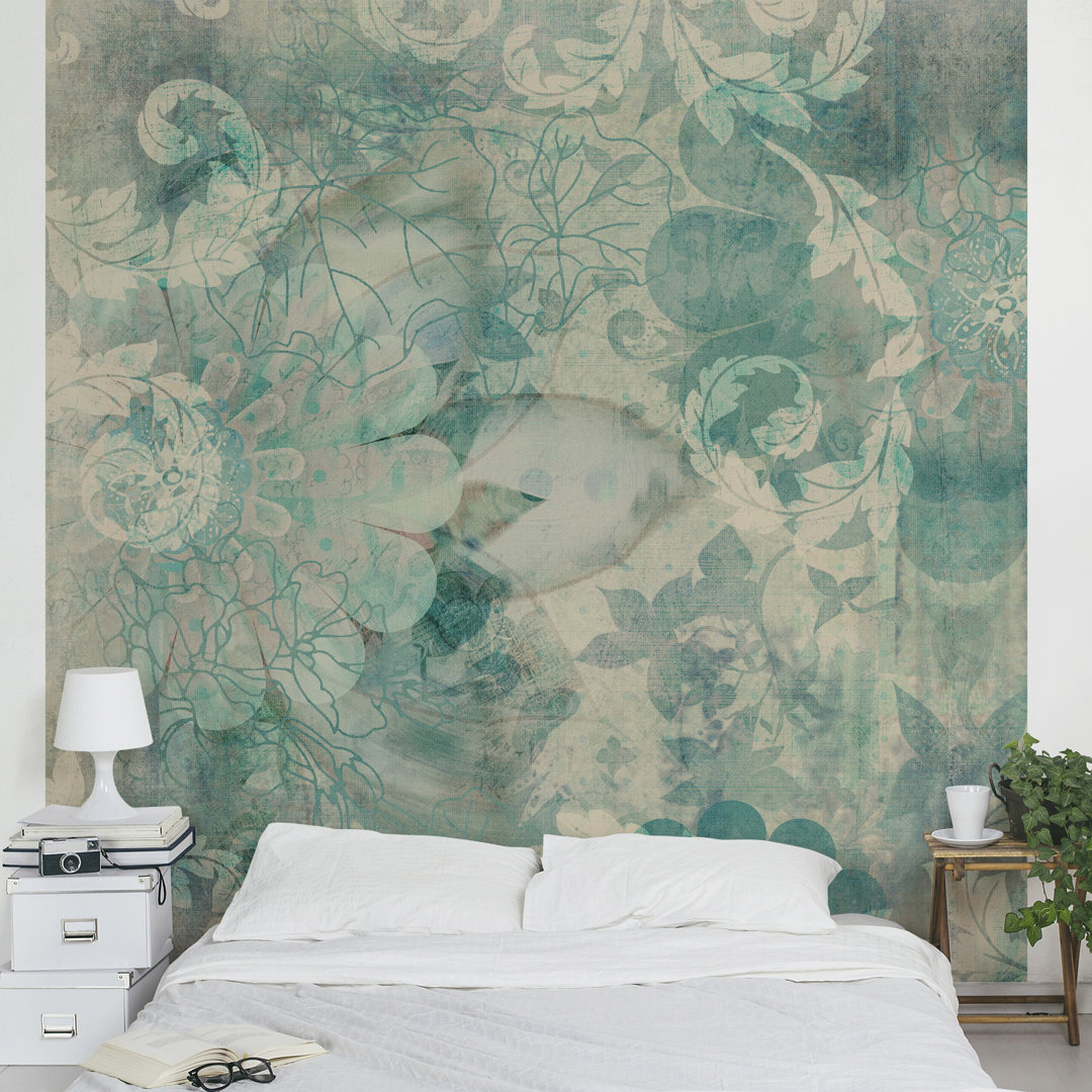 Icy Flowers 1.92m x 1.92m Textured Matte Peel & Stick Wall Mural