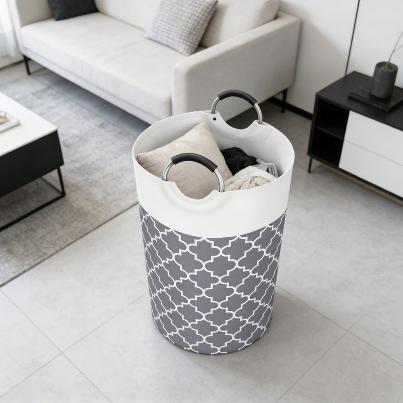 Panier à linge pliable de grande capacité avec poignées en aluminium, bac de rangement cylindrique pour la maison, le bureau, le dortoir - organisateur de tissu multi-usage 115L