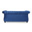 Fauteuil élégant à accoudoirs roulés en velours bleu marine classique avec bordure cloutée et capitonnage profond