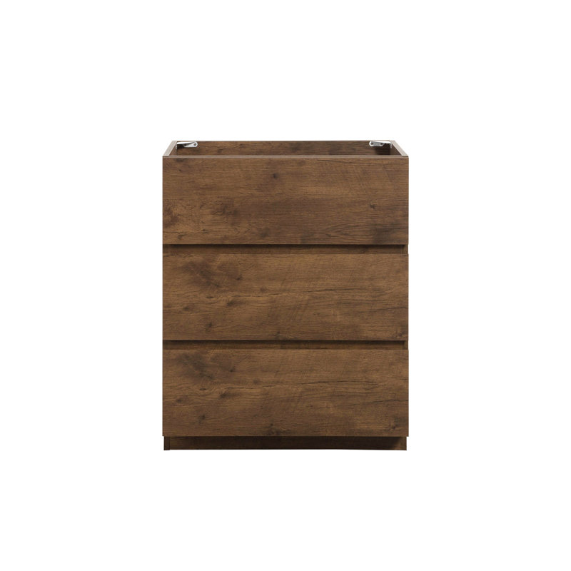 Armoire noyer 24F-105: 3 tiroirs, pré-assemblé, apparence de classe moderne, rangement maximal, fonctionnement silencieux et lisse, poignée, sans cuve Armoire 24F-105: noyer, conception gracieuse, non fournie