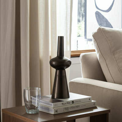 Sculptural Metal Table Vase for Home Decor - Decorative Tall Flower Vase Accent For Shelves, Tabletops, and Entryway Styling