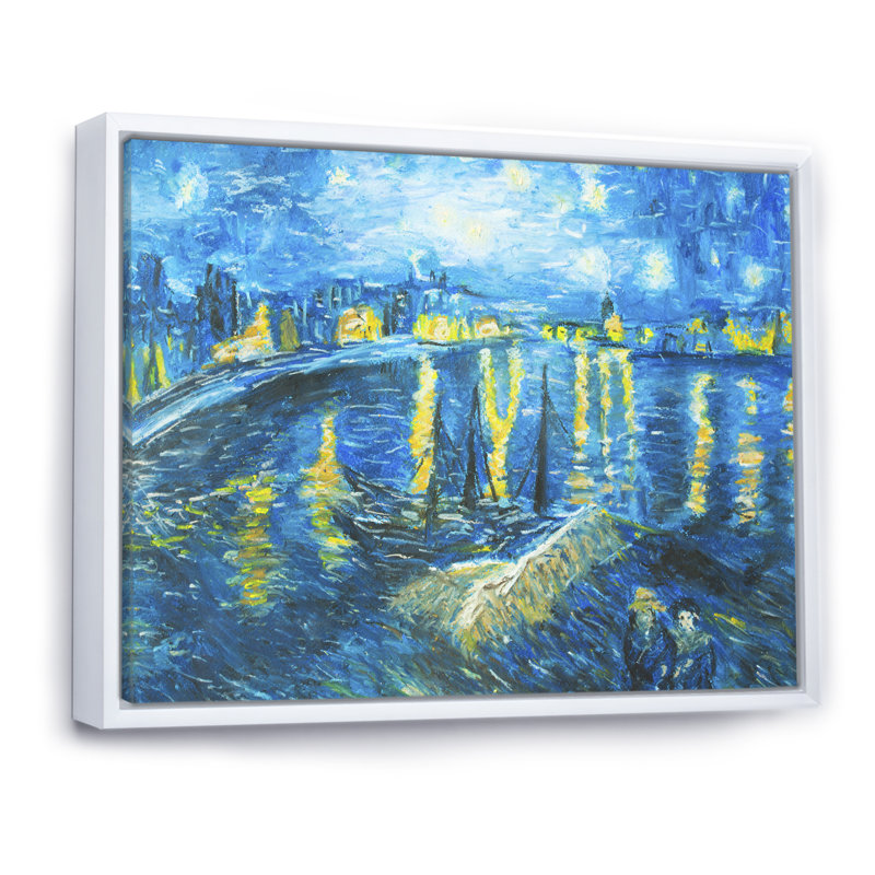 Van Gogh Style - peinture sur toile, H 8 po x l 12 po x P 1 po, Cadre flottant blanc