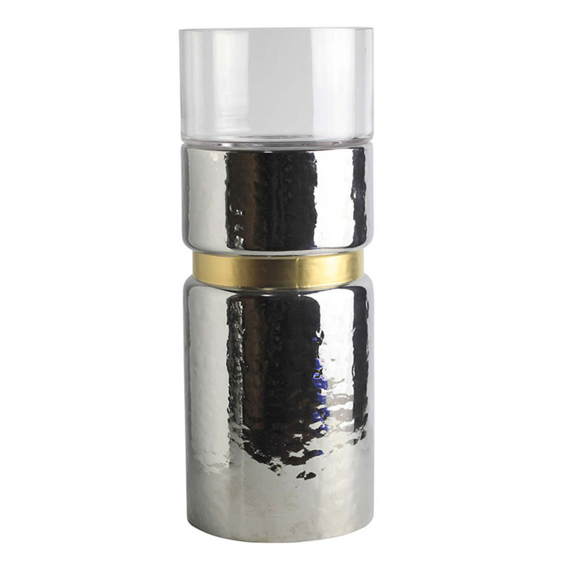 Porte-bougie argent D5.9 Halloway, H 15,2 po x l 5,9 po x P 5,9 po