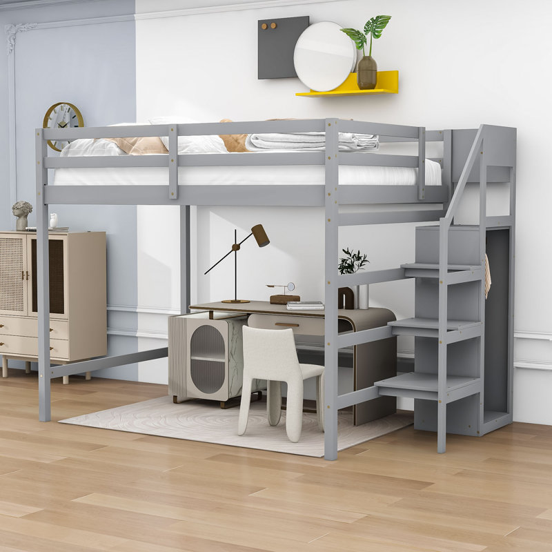 Lit mezzanine double Fidana par Harriet Bee, gris