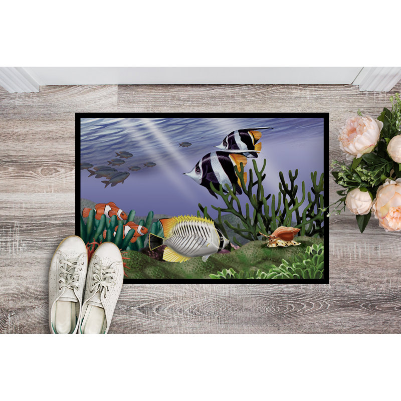 Tapis de porte d’extérieur anti-dérapant 9 undersea imaginaire, Rectangle 2 pi x 3 pi
