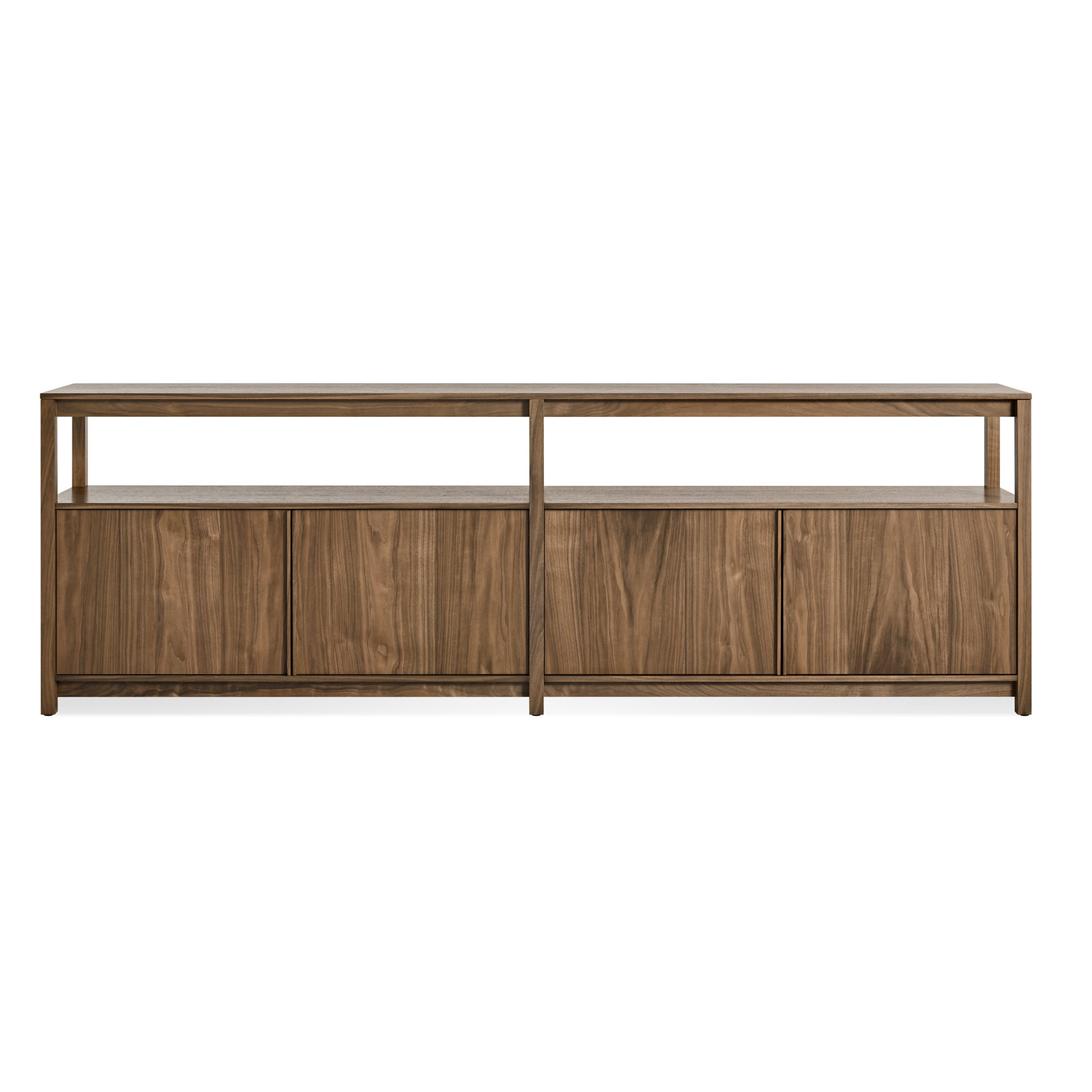 Open Plan Large Low Bookcase w/ Storage, Walnut, (2 Sheves) 26" H x 80" W x 13" D