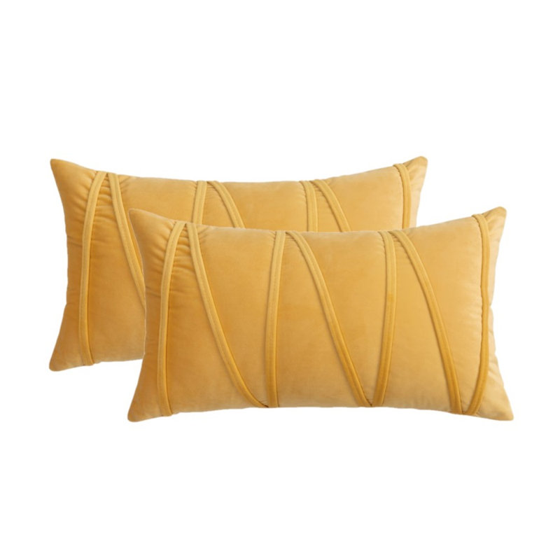 Ensemble de 2 coussins décoratifs en velours (inséré inclus), Jaune