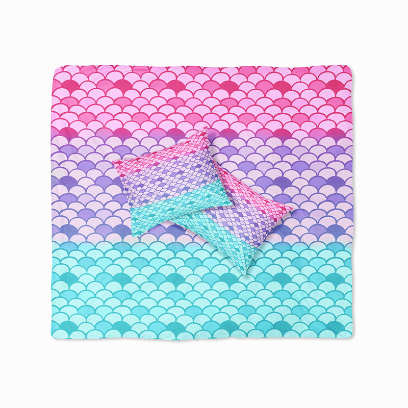  Housse de couette simple Mermaid, Housse de couette grand et 2 taies décoratives