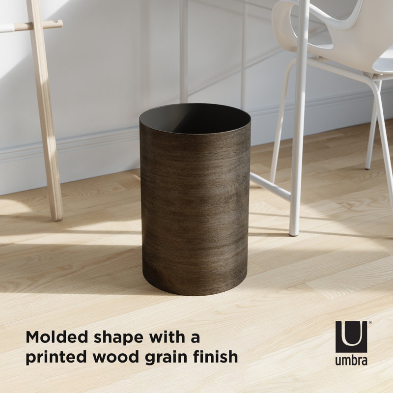 Barnwood Plastic Open Top Bathroom Trash Can
