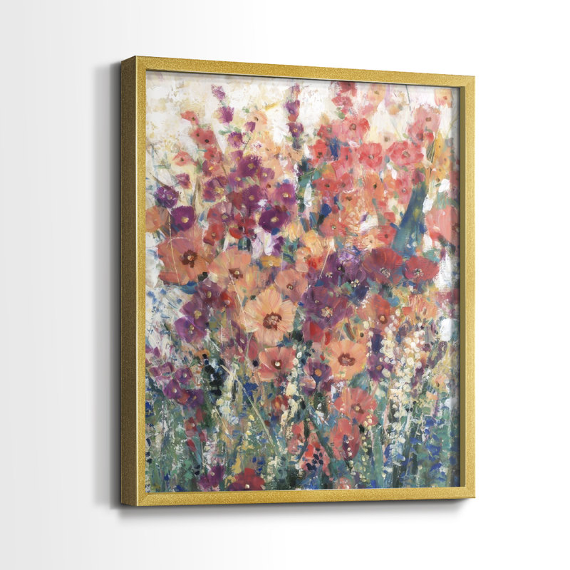 Sunlit Flowers I-Premium, reproduction encadrée - prête à être accrochée - aucun clou requis - aucun clou requis, Doré