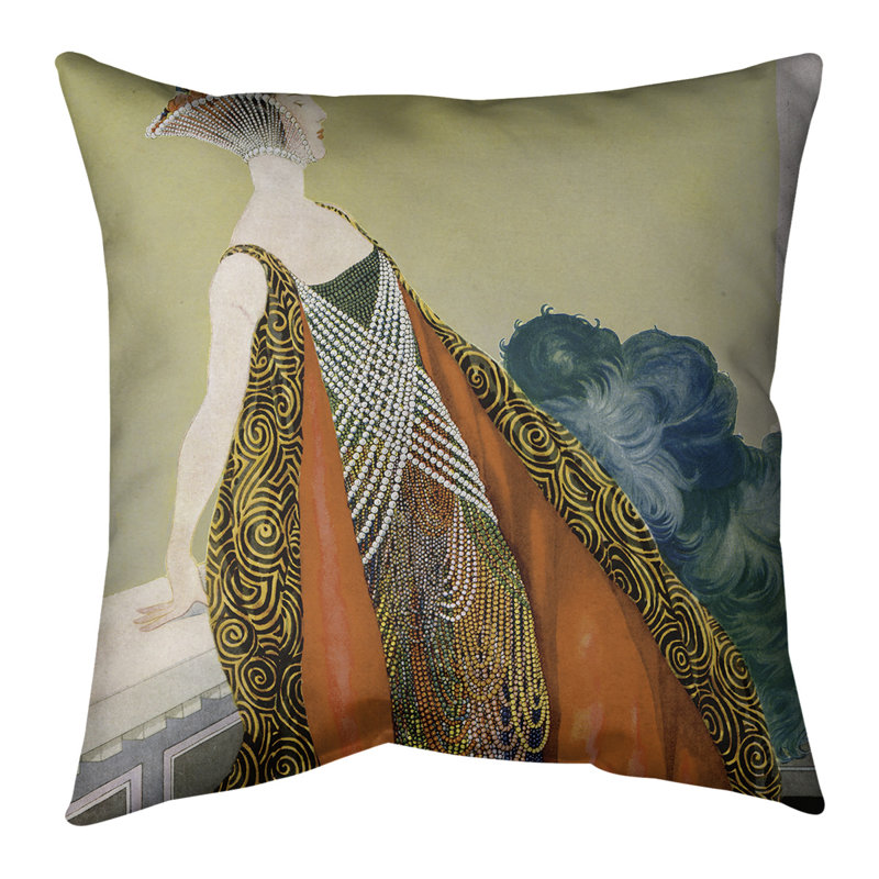 Emily Brodeur Square, Housse de coussin seulement, 26 po x 26 po, Jaune et orange