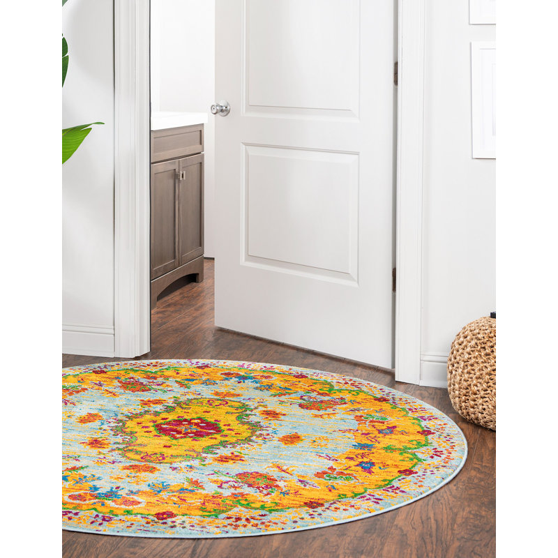 Floral Indoor Rug, Round 5'3"