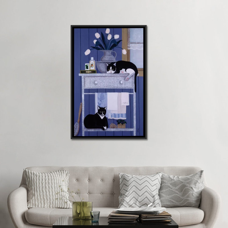 «Oscar and Harold» par Jan Panico, reproduction sur toile, H 48 po x l 32 po x P 1,5 po, Toile avec cadre noir, Pas de tapis