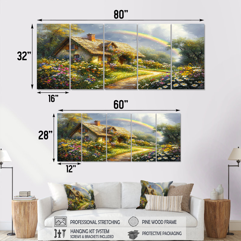 Domineque - art mural arc-en-ciel - décoration murale traditionnelle Wa, H 32 po x l 80 po, 5