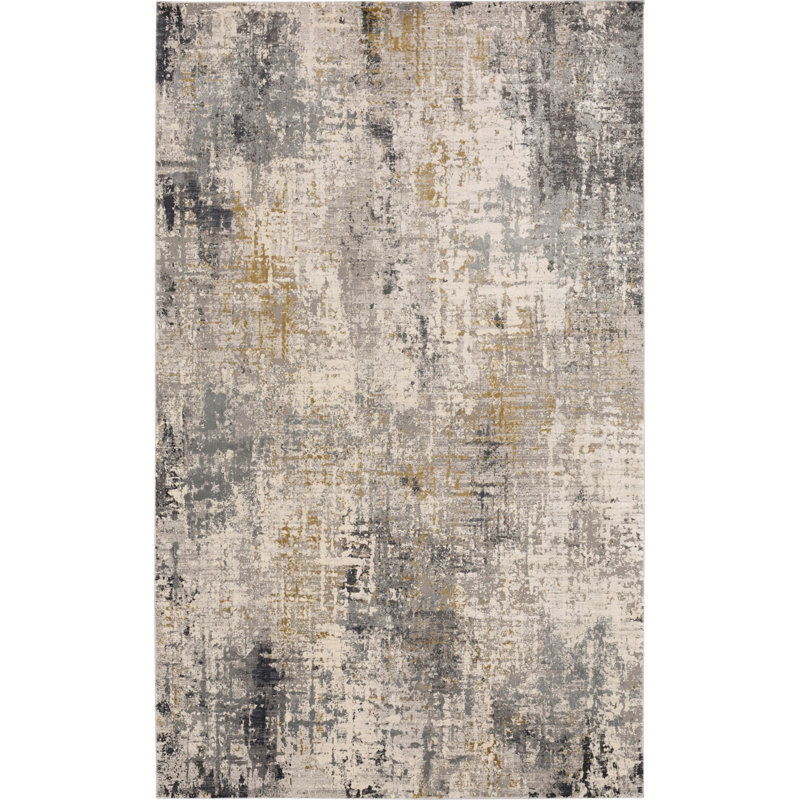 Tapis abstrait gris / crème Marseille, Rectangle 12 pi x 15 pi
