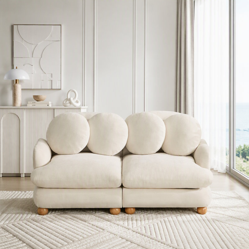 Canapé modulaire modulaire avec revêtement en chenille, Chenille beige