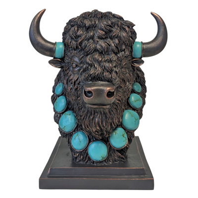 BUSTE DE BUFFLE AVEC DES ACCENTS TURQUOISE