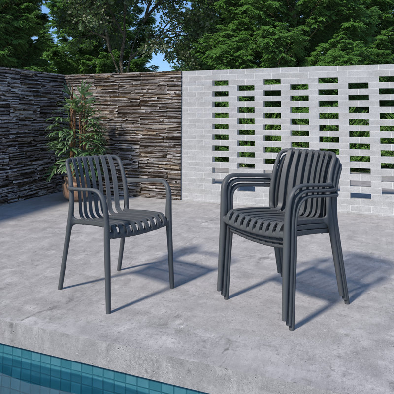 Chaises de salle à manger d'extérieur Gerard, Gris