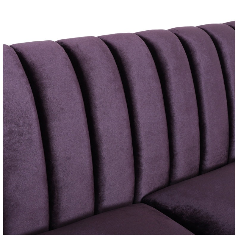 Canapé en velours capitonné à 3 places l 84,5 po x P 33,75 po x H 33,5 po Christopher Knight Home, Purple