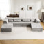 Canapé d'angle modulaire sans os à monter soi-même, gris, convertible en lit, 4 places, polaire circulaire, mousse à mémoire de forme haute densité, sans assemblage, pour la maison, avec 2 espaces adaptables et résilients.-202129058-202129247