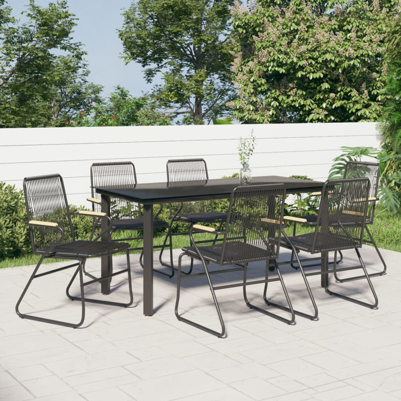 Basima 6 - Person Patio Dining Set with Rectangular Table, 74cm H x 160cm W x 80cm D