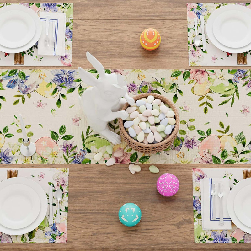 Chemin de table de Pâques en polyester résistant aux plis, durable et lavable à la machine