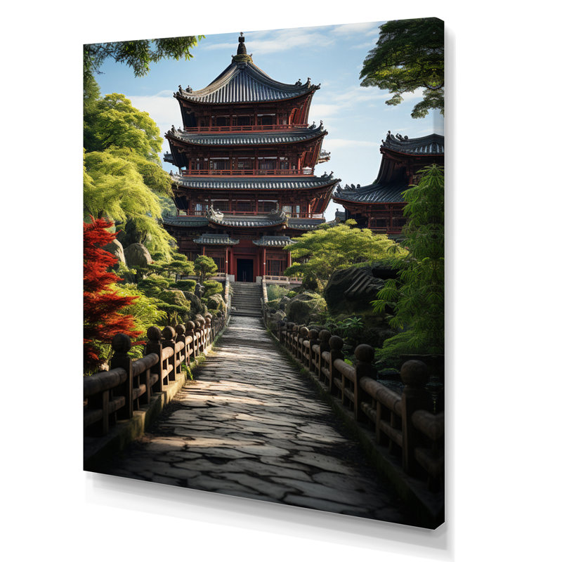 Tasheena, art asiatique, pagode sereine VI - impression, H 20 po x l 12 po x P 1 po, Toile tendue