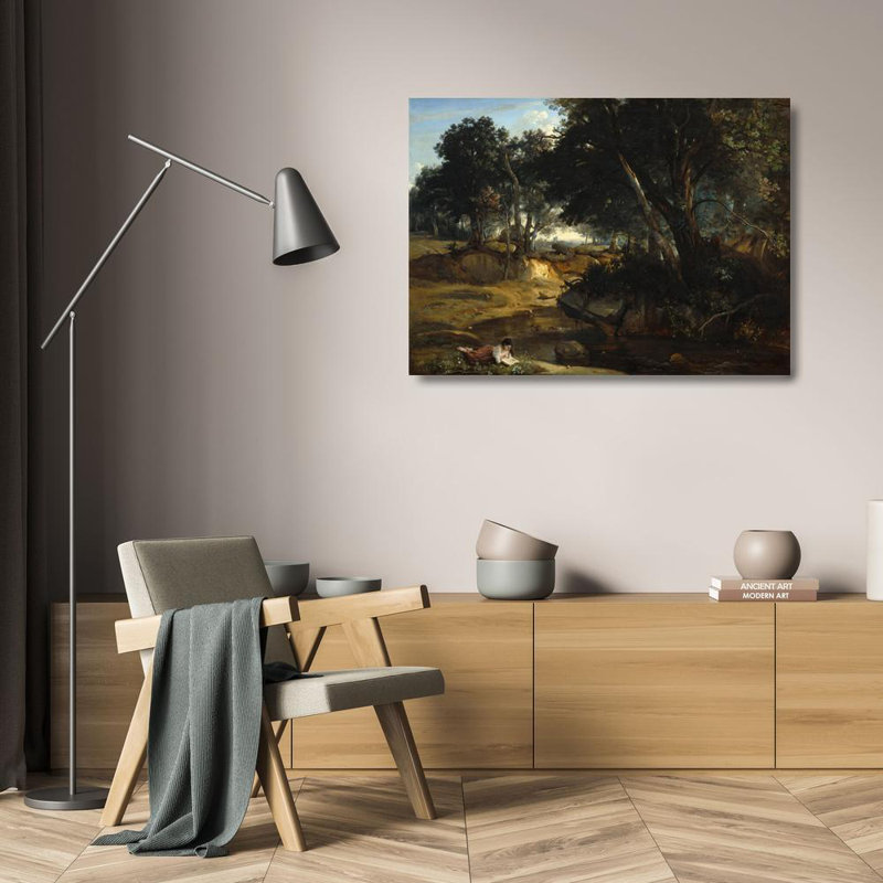 "Forêt de Fontainebleau" par Jean-Baptiste-Camille Corot - Toile tendue avec châssis, H 24 po x l 17 po