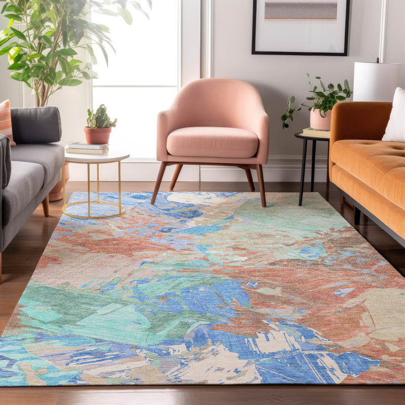 Premium Machine Washable Varroville AMF1713 Abstract Rug, Rectangle 9' x 12'