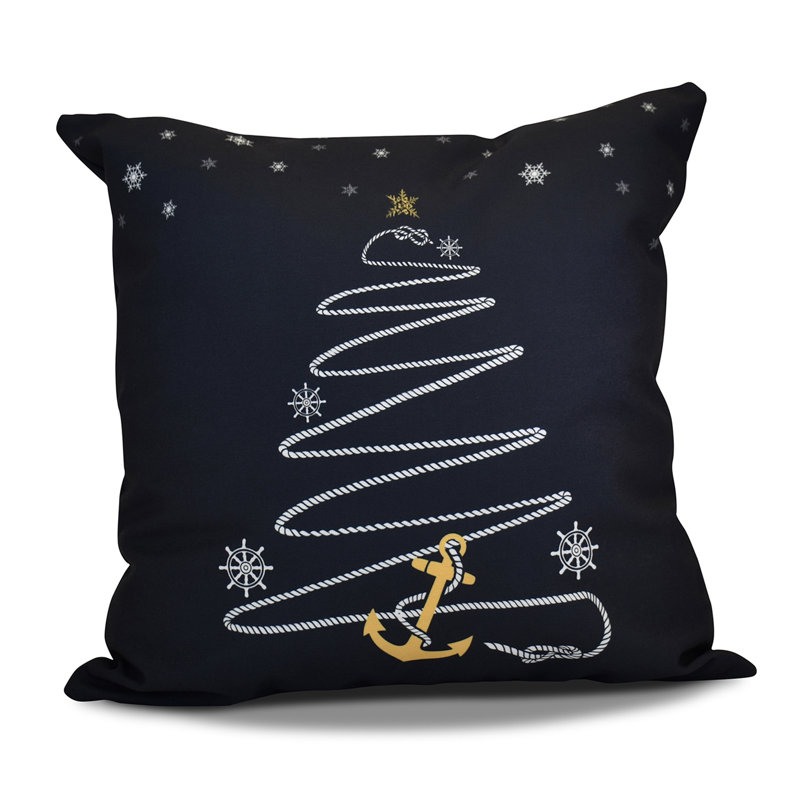 Housse et insert de coussin décoratif carré Coastal Christmas, H 26 po x l 26 po, Bleu marine
