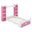 Lit en bois en forme de château avec tablette de rangement, lit plateforme simple Dreamy pour chambre d'enfant, rose et blanc (heure d'arrivée prévue: 8,14)-731147854