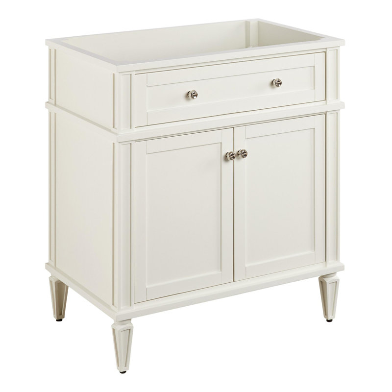 Elmdale 30" Freestanding Mahogany Single Basin Vanity Rectangular Undermount Sink, White, Carrara Marble, 8" Centers