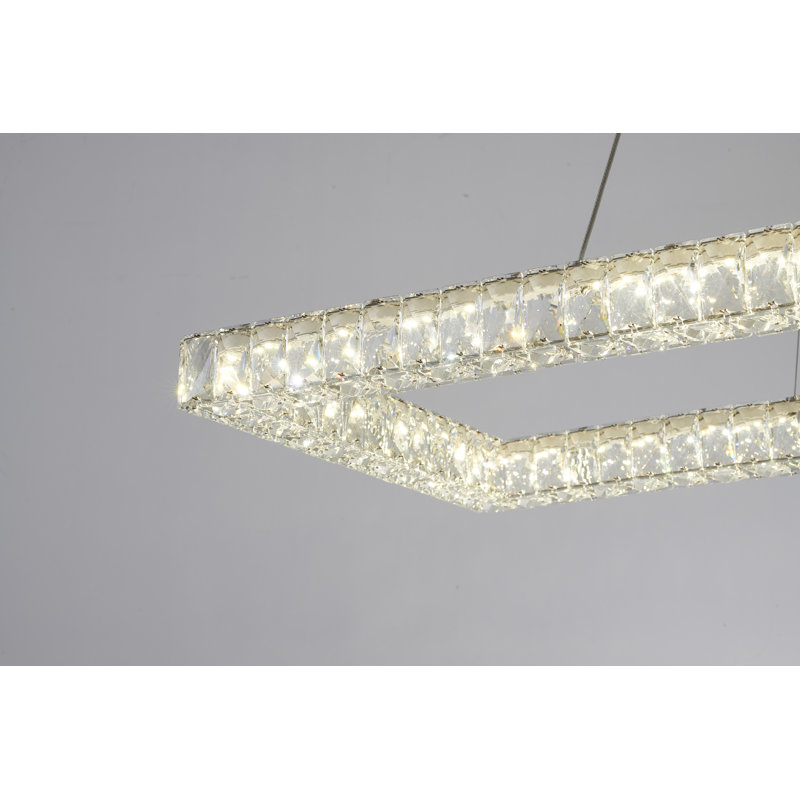 Lustre rectangulaire moderne en cristal 4 lumières Loomis