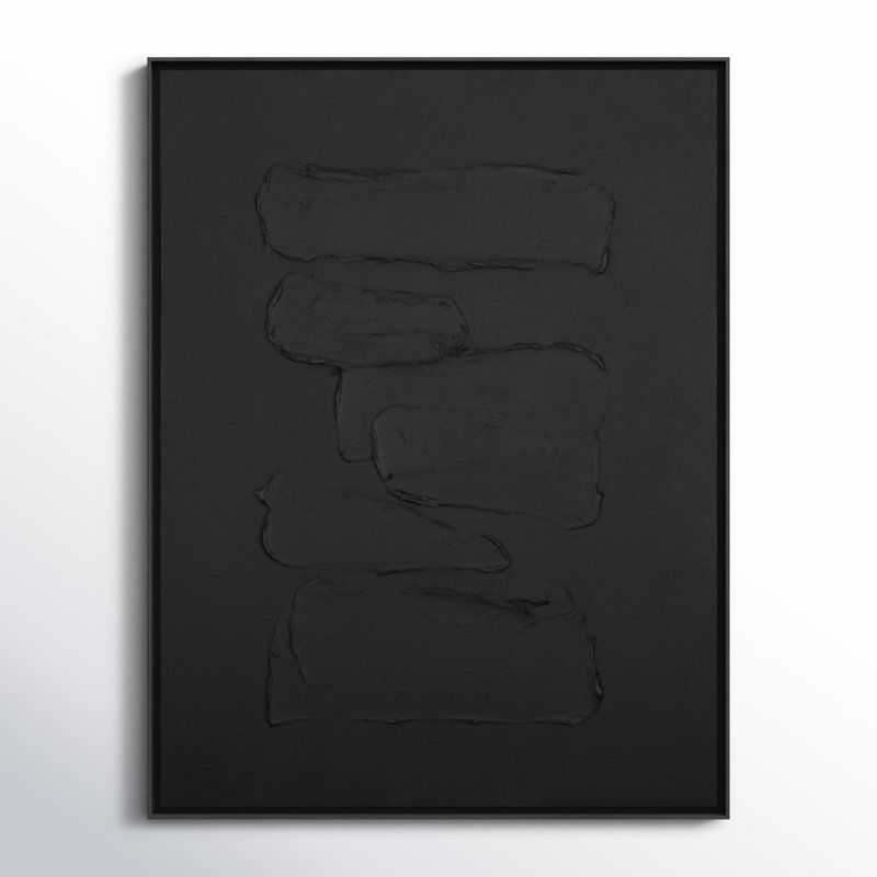 Peinture abstraite Adriana, Noir, noir, noir, noir, H 48 po x l 36 po