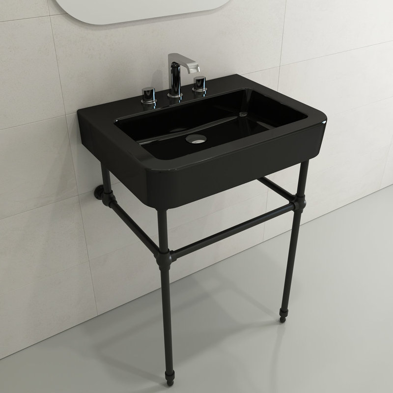 Parma 25.59'' L Bathroom Sink, Matte Black, 8" Widespread