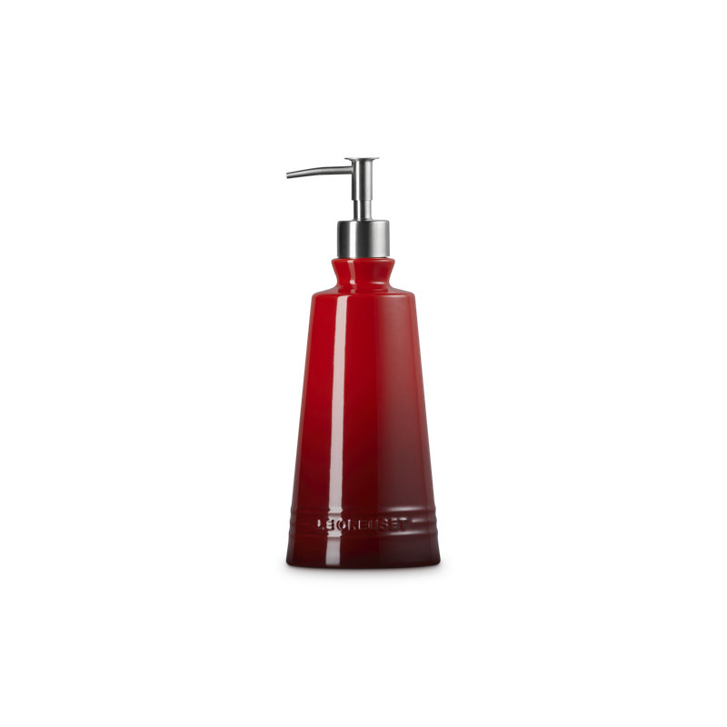 Le Creuset Stoneware Signature Soap Dispenser 20 Oz Sea Salt, Red