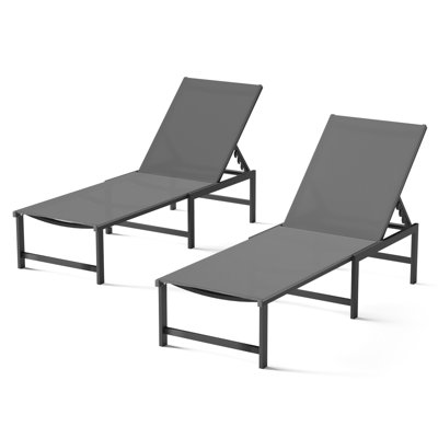 Aluminum Outdoor Chaise Lounge Chair, Assembly-Free, with 5-Position Adjustable Backrest, Patio Pool Lounge Chair for Outdoor Poolside, Beach, Lawn Relaxation