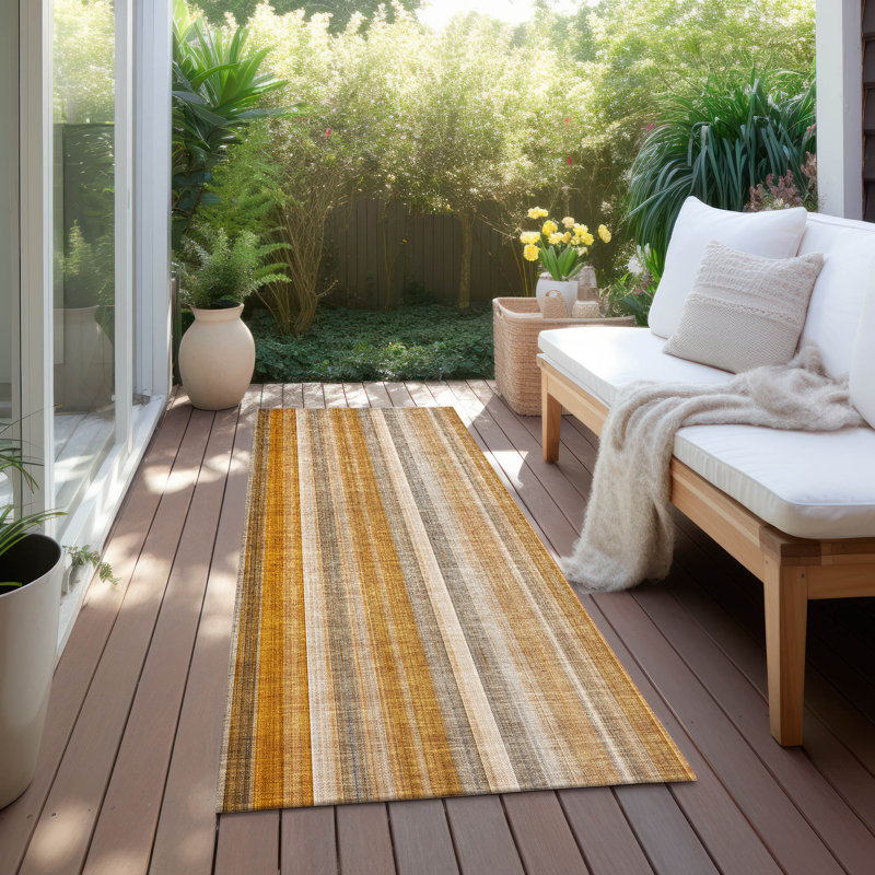 Kinslee Washable Striped Indoor / Outdoor Rug, Runner 2'3" x 7'6"