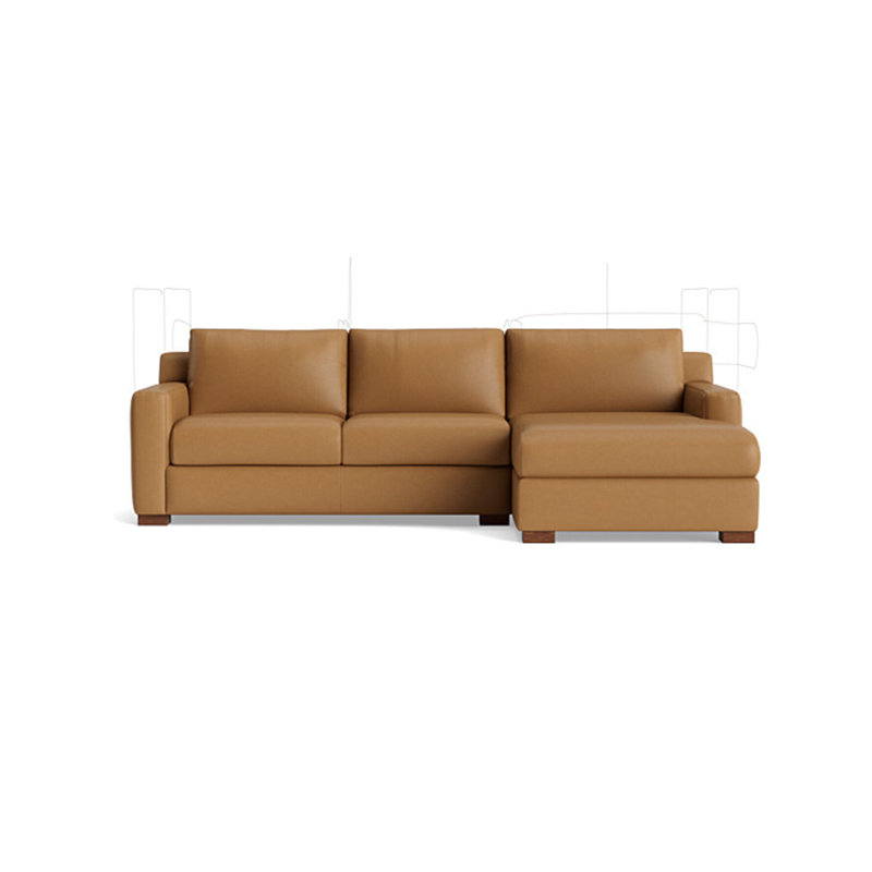 Couch Potato Leather Sectional, Leather - Butterscotch, Right Hand Facing
