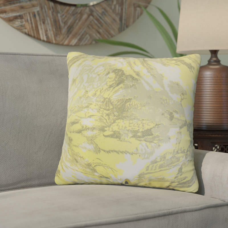 Coussin en coton Toile, Jaune