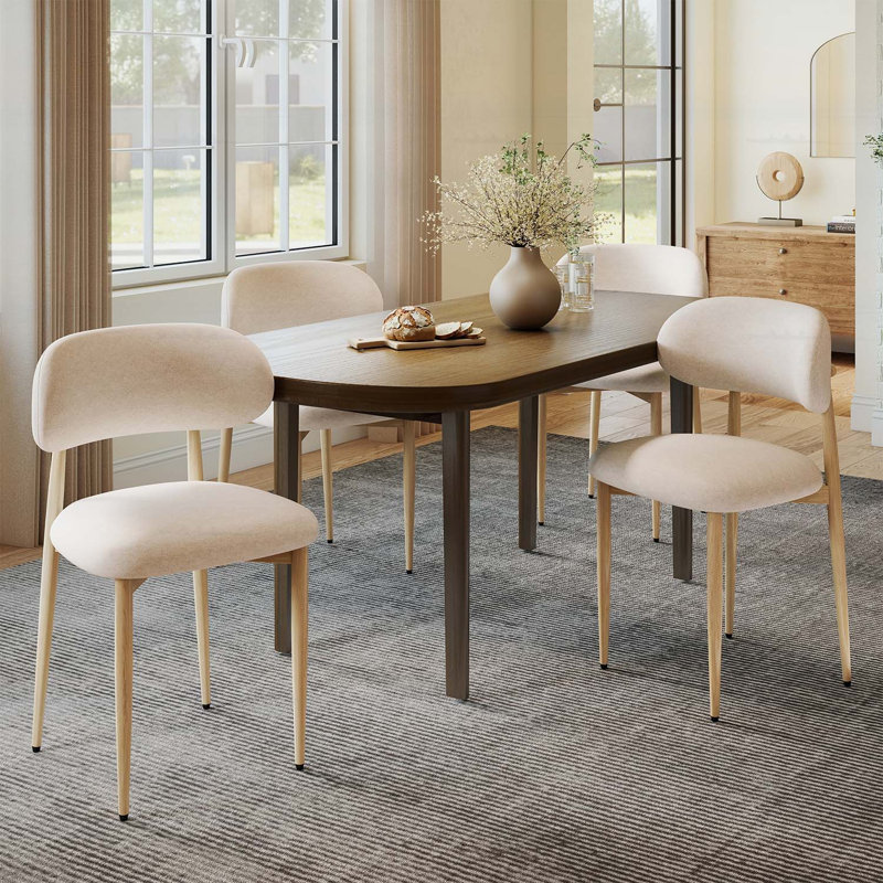 Ensemble de 2 chaises de salle à manger rembourrées en tissu de style campagnard moderne avec repose-pieds confortables, pieds en métal pour la cuisine et la salle à manger