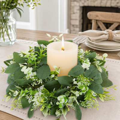 Ensemble de 6 bougies anneau d'eucalyptus artificiel